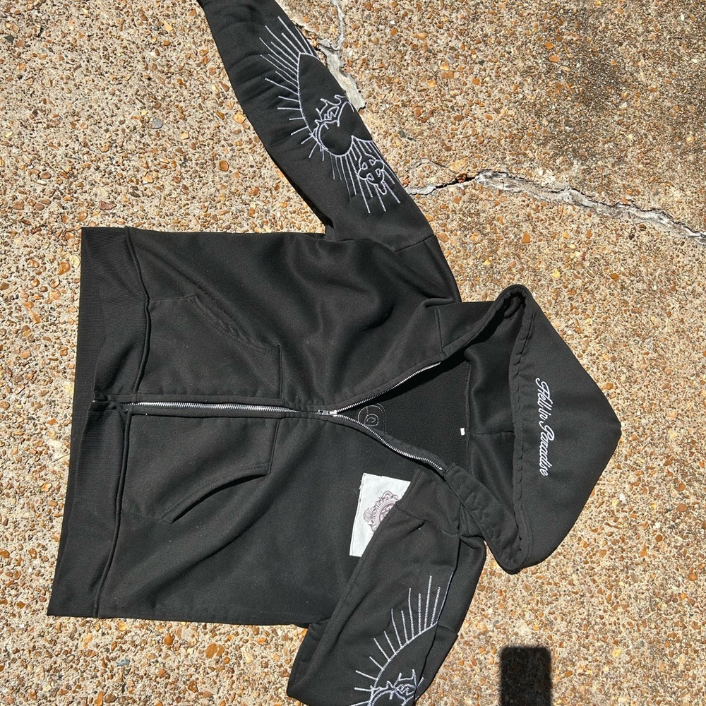 Affliction Black Hoodie with Embroidered Text